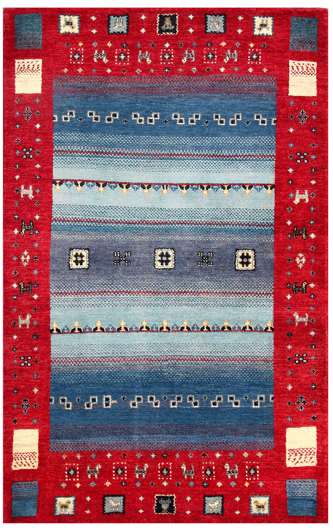 Afghan Gabbeh Rug 4' x 6' 3 Hand-Knotted