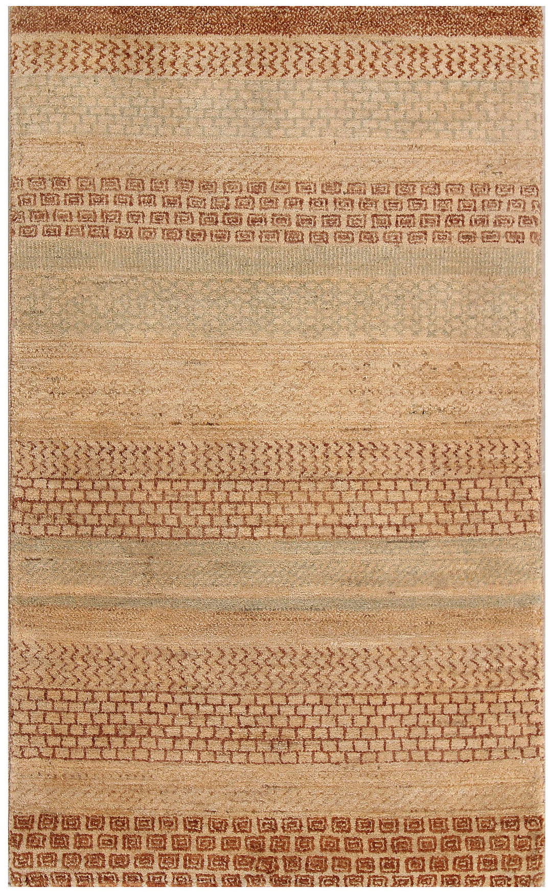 Tan Gabbeh Rug 2'7" x 4'9" Hand-Knotted