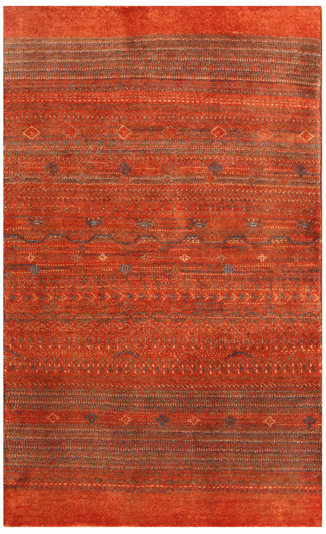 Red Pakistani Gabbeh Rug 3' x 4' 11" Hand-Knotted