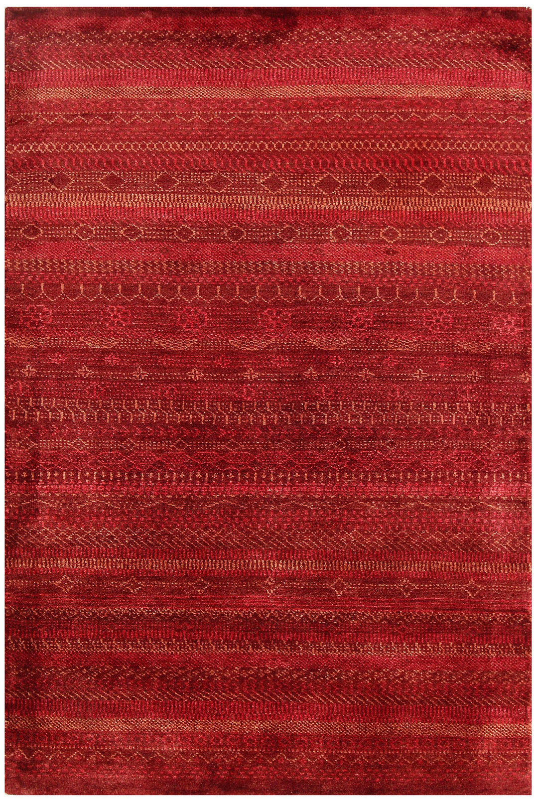 Maroon Pakistani Gabbeh Rug 3'3" x 4'9" Hand-Knotted