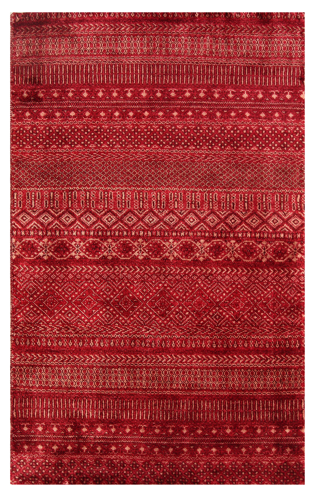 Maroon Pakistani Gabbeh Rug 3' 1 x 5' 1 Hand-Knotted