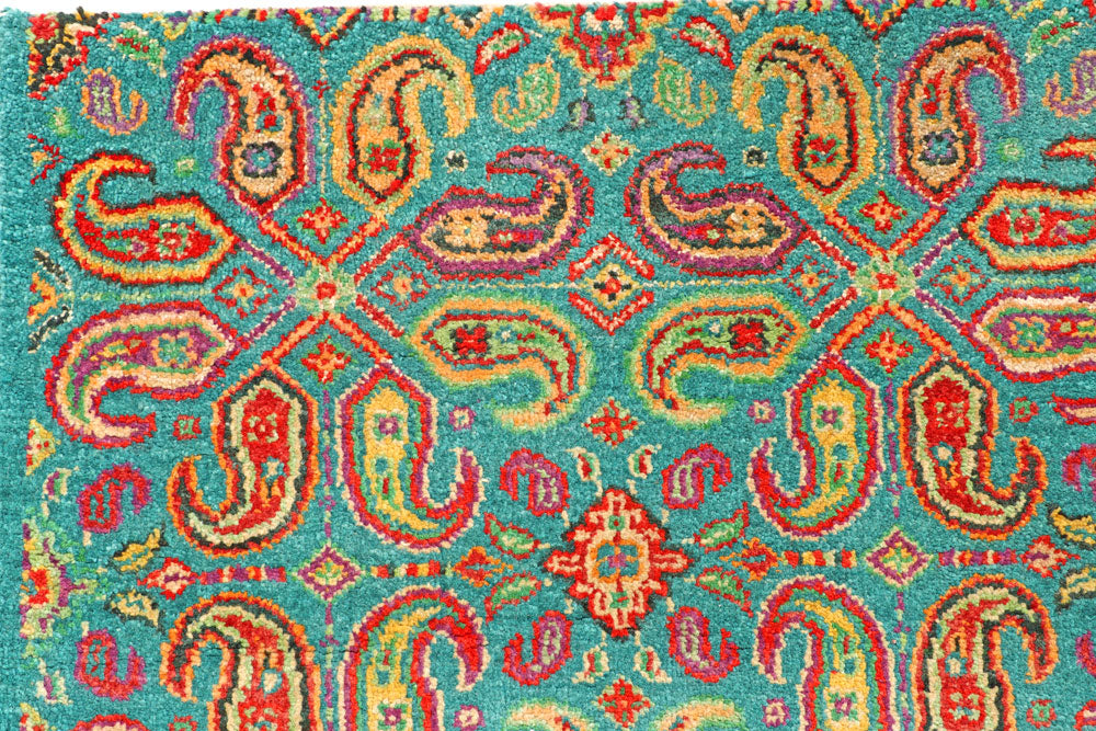 Medium Turquoise Gabbeh 5' 7 x 7' 10 - No. 56643 - ALRUG Rug Store