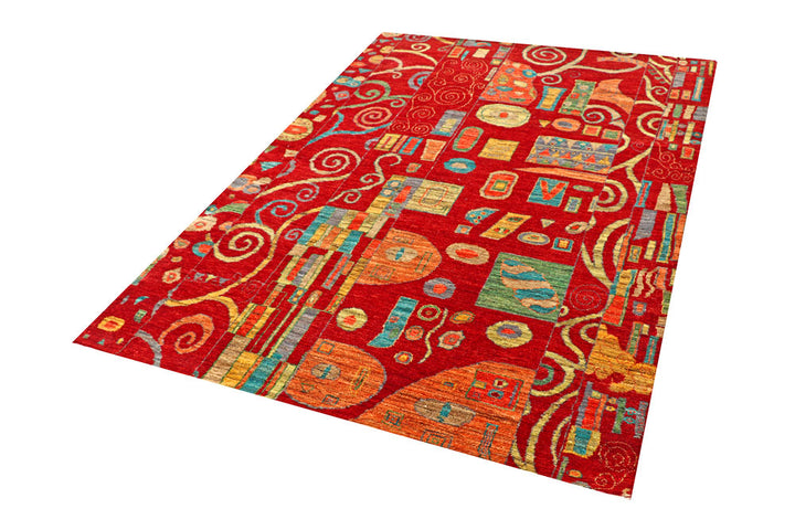 Firebrick Gabbeh 4' 6 x 6' 7 - No. 56649 - ALRUG Rug Store