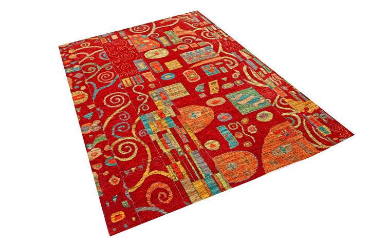 Firebrick Gabbeh 4' 6 x 6' 7 - No. 56649 - ALRUG Rug Store