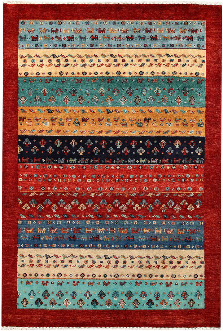 Multi Colored Gabbeh 5' 7 x 8' 1 - No. 56696 - ALRUG Rug Store