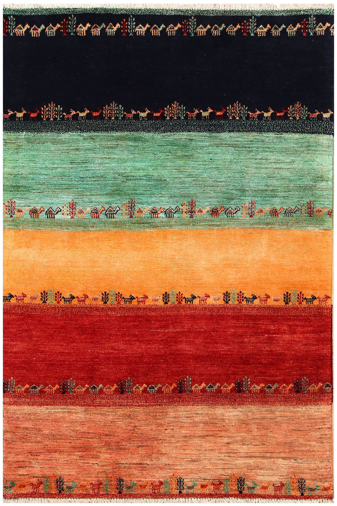 Afghan Gabbeh Rug 4' 6 x 6' 6 Hand-Knotted