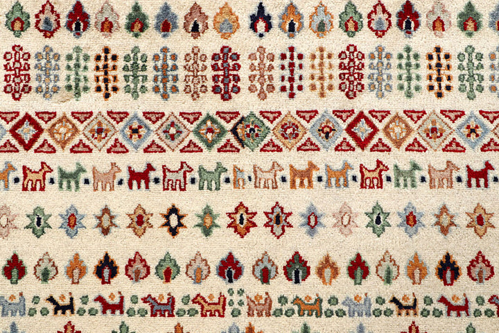 Multi Colored Gabbeh 4'  7" x 7'  1" - No. QA31891