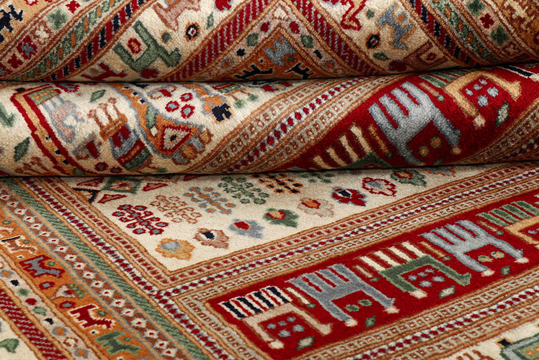 Multi Colored Gabbeh 4'  7" x 7'  1" - No. QA31891