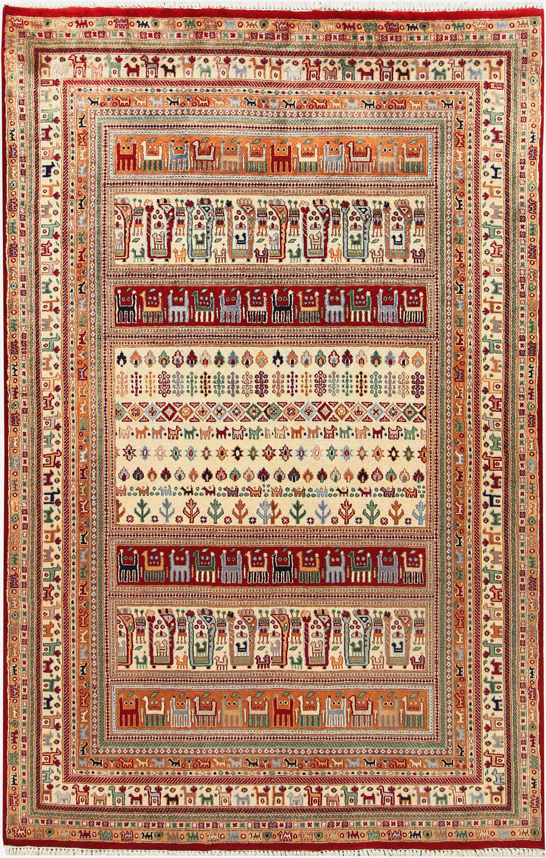 Afghan Gabbeh Rug 4'7" x 7'1" Hand-Knotted