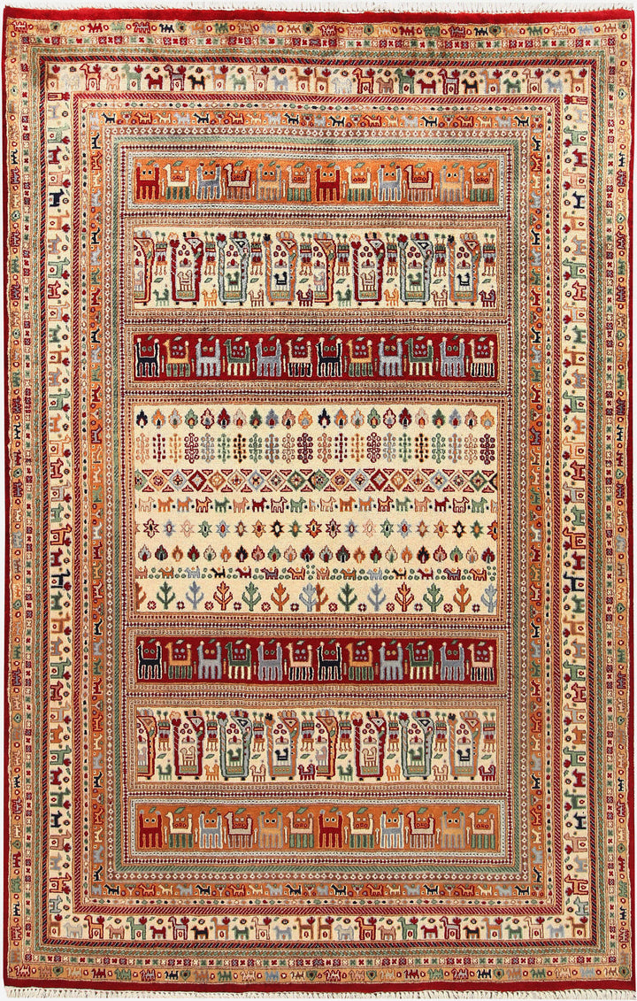 Multi Colored Gabbeh 4'  7" x 7'  1" - No. QA31891