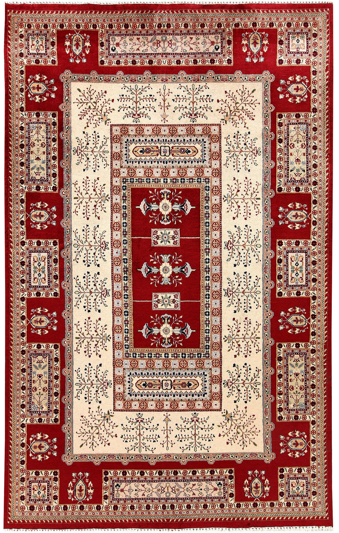 Maroon Afghan Bakhtiar Rug 4' 5" x 7' 1" Hand-Knotted