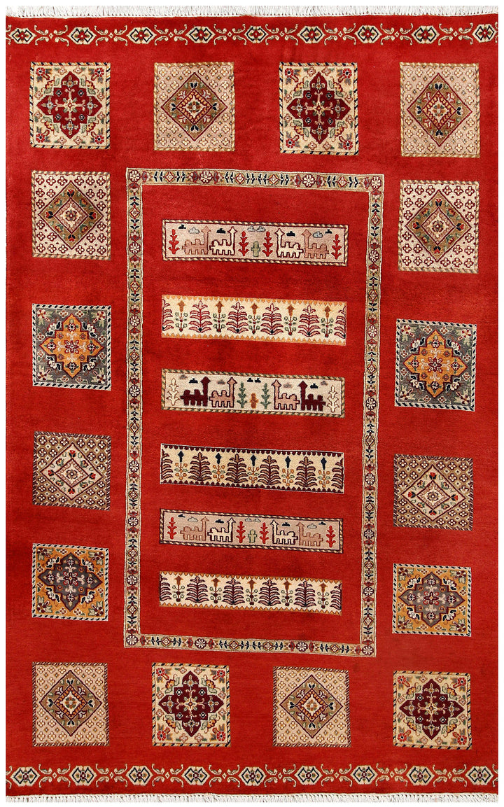 Firebrick Bakhtiar 4'  5" x 6'  11" - No. QA28753