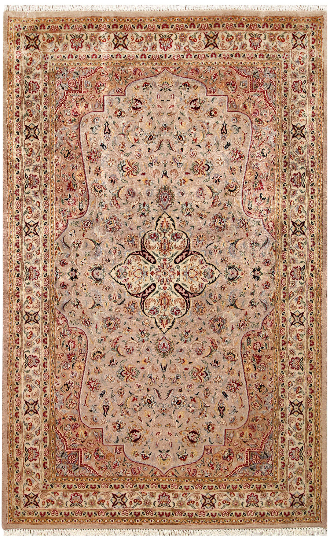 Tan Afghan Isfahan Rug 4'6" x 7'1" Hand-Knotted