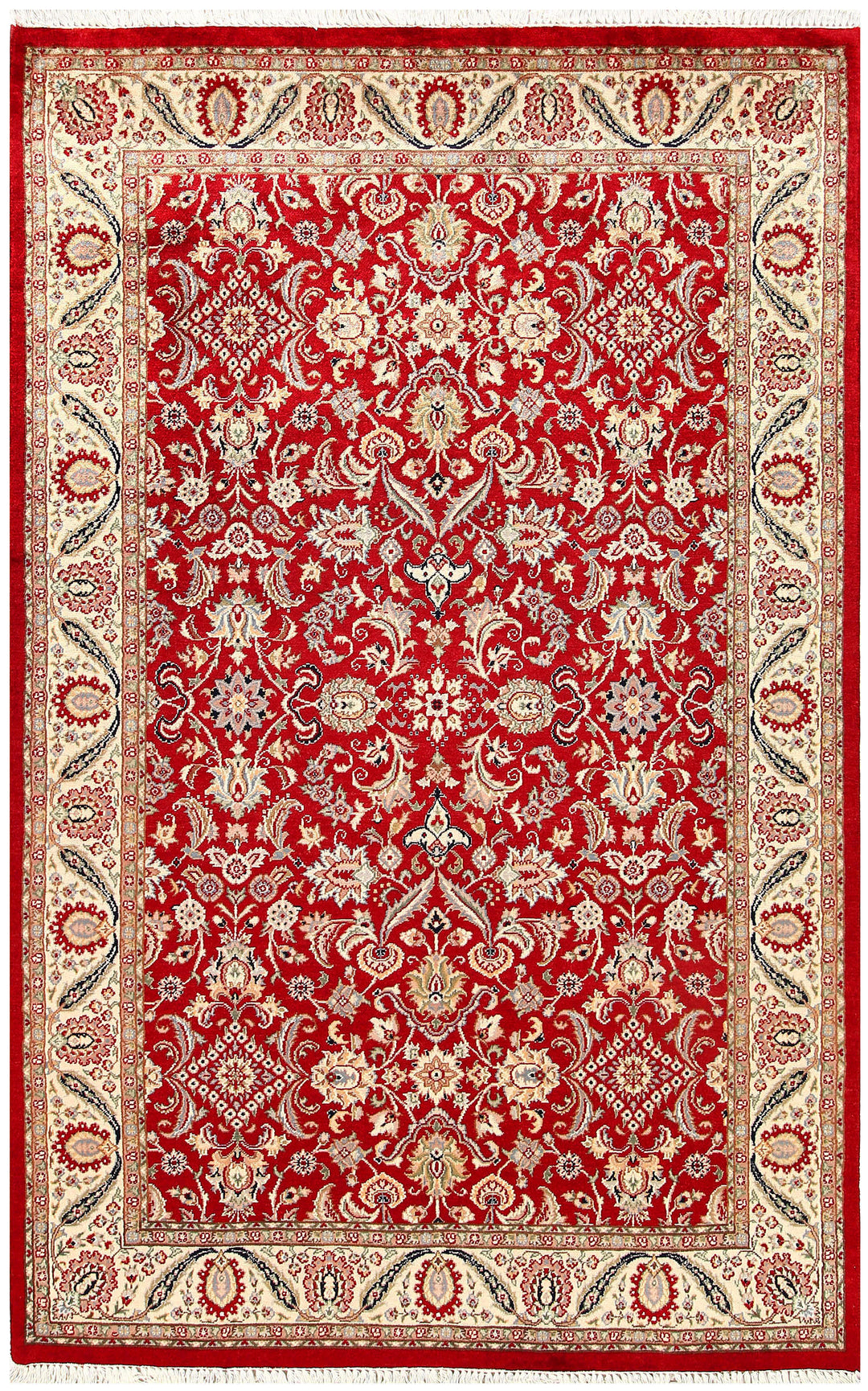 Red Mahal Rug 4' 6 x 6' 11 Hand-Knotted