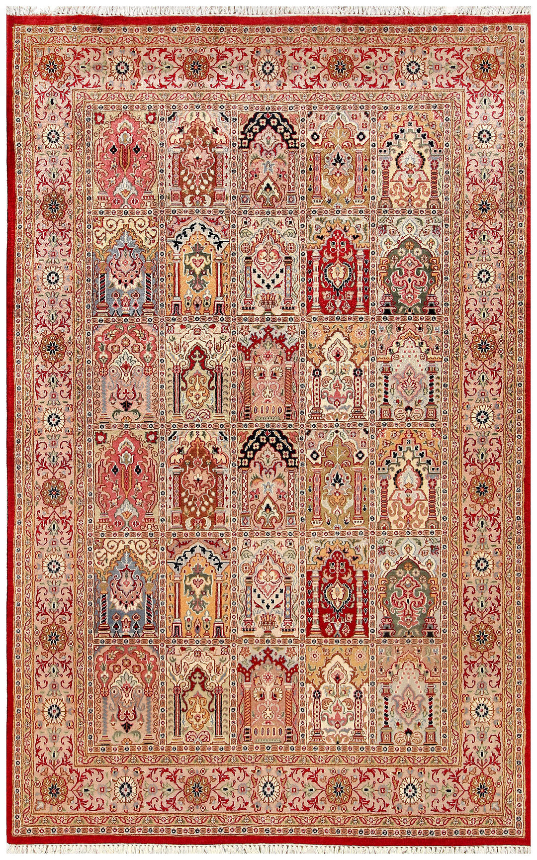 Pakistani Bakhtiar Rug 4'7" x 7'2" Hand-Knotted