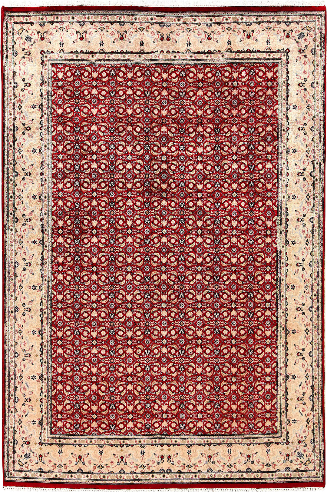 Maroon Afghan Mahal Rug 4' 6" x 6' 8" Hand-Knotted