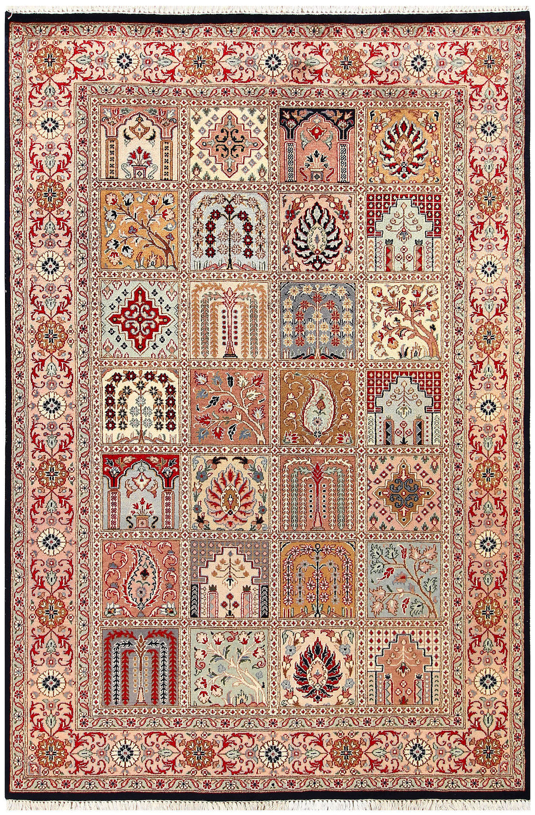 Pakistani Bakhtiar Rug 4'6" x 6'8" Hand-Knotted