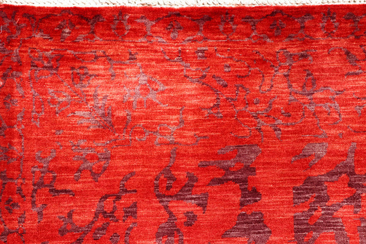 Firebrick Ikat 4'  7" x 6'  10" - No. QA68197