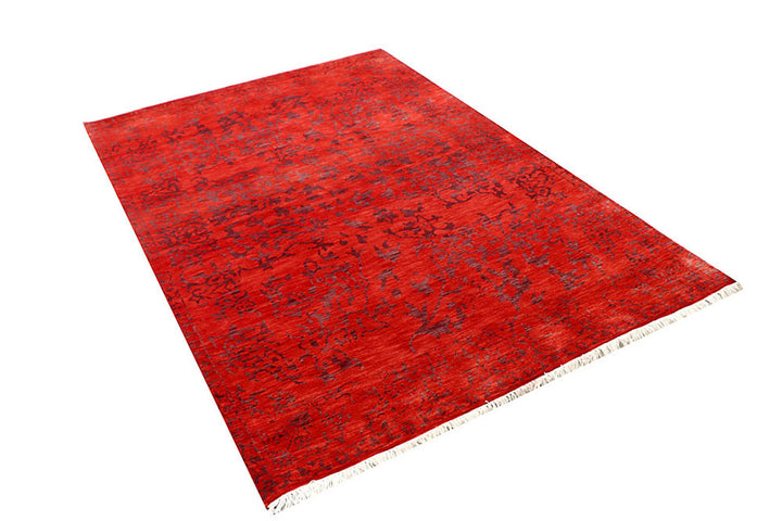 Firebrick Ikat 4'  7" x 6'  10" - No. QA68197