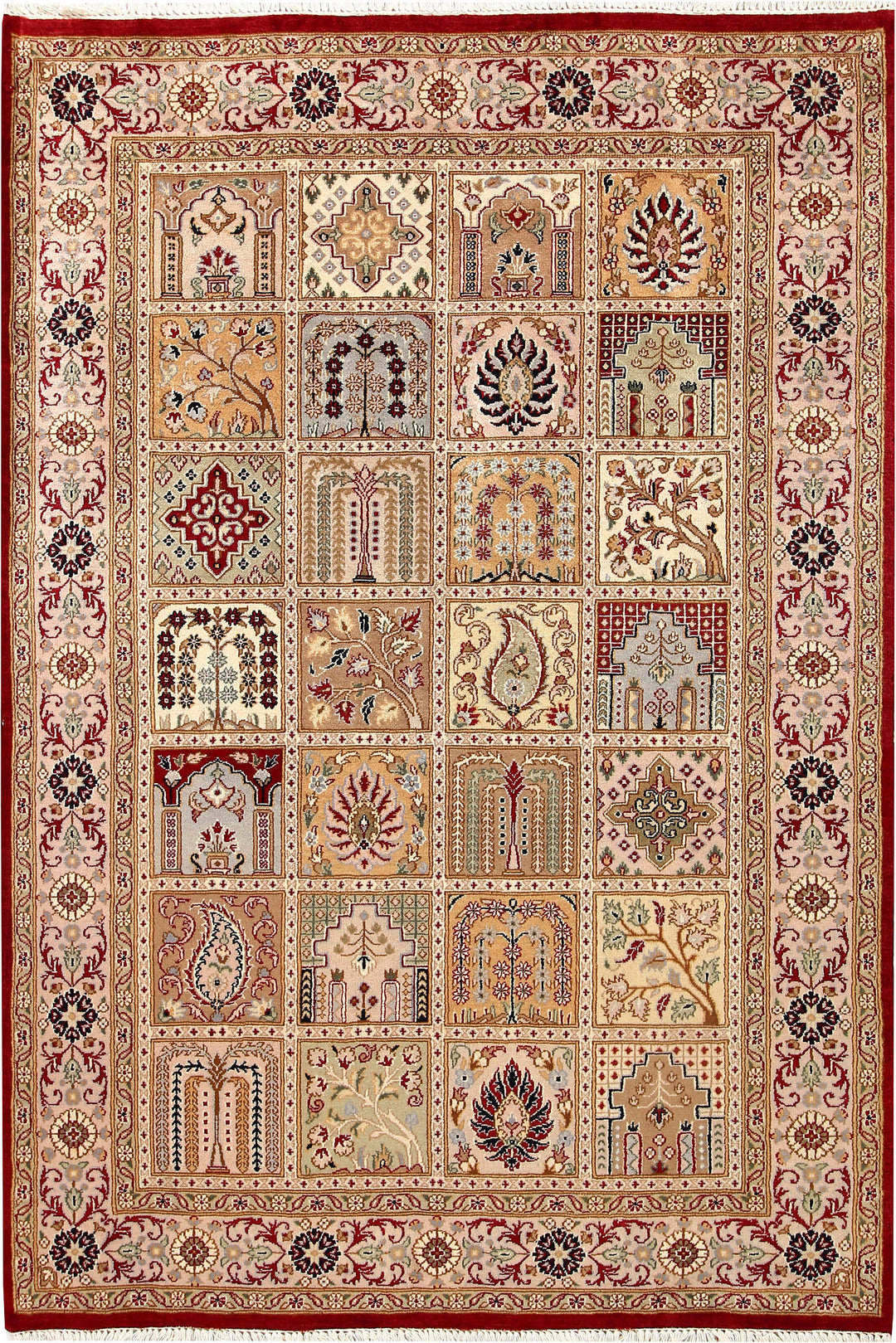 Pakistani Bakhtiar Rug 4' 6" x 6' 6" Hand-Knotted