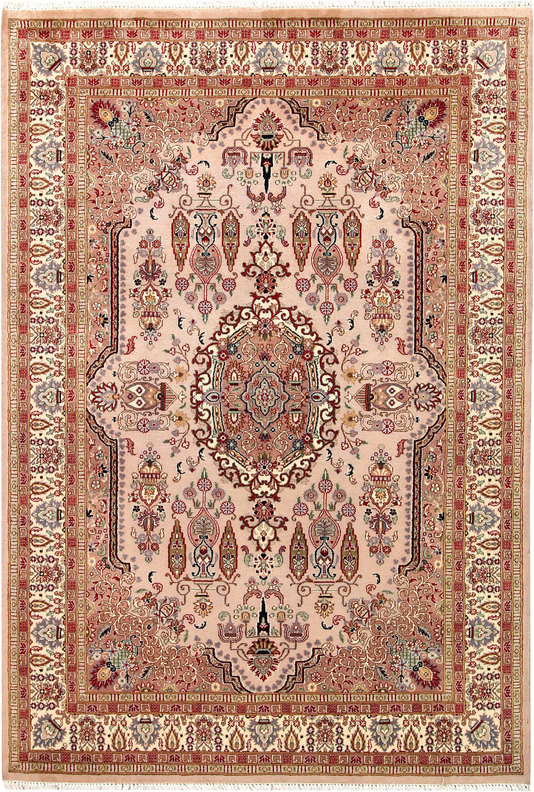 Misty Rose Afghan Isfahan Rug 4'6" x 6'8" Hand-Knotted
