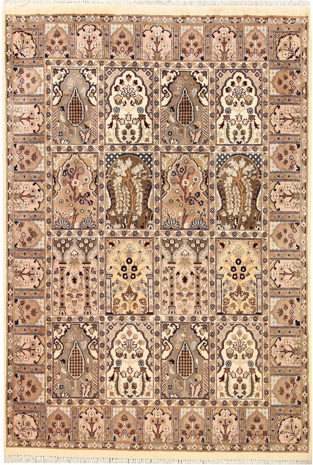 Pakistani Bakhtiar Rug 4' x 5'10" Hand-Knotted