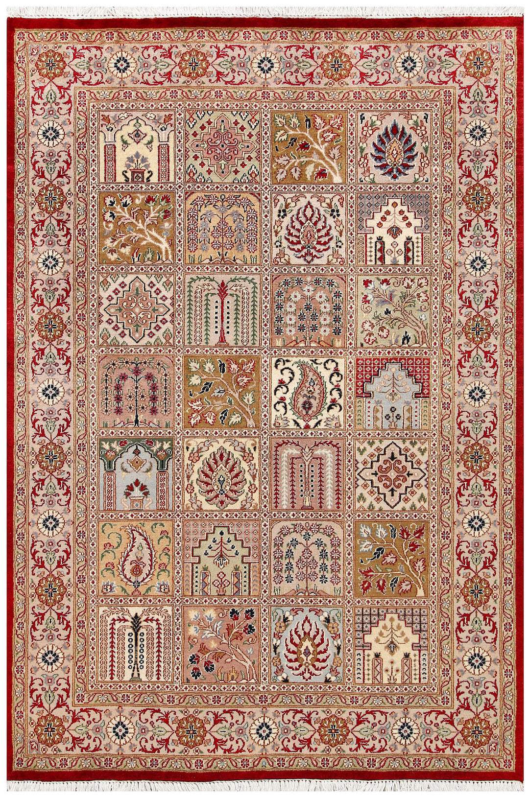 Pakistani Bakhtiar Rug 4'5" x 6'7" Hand-Knotted