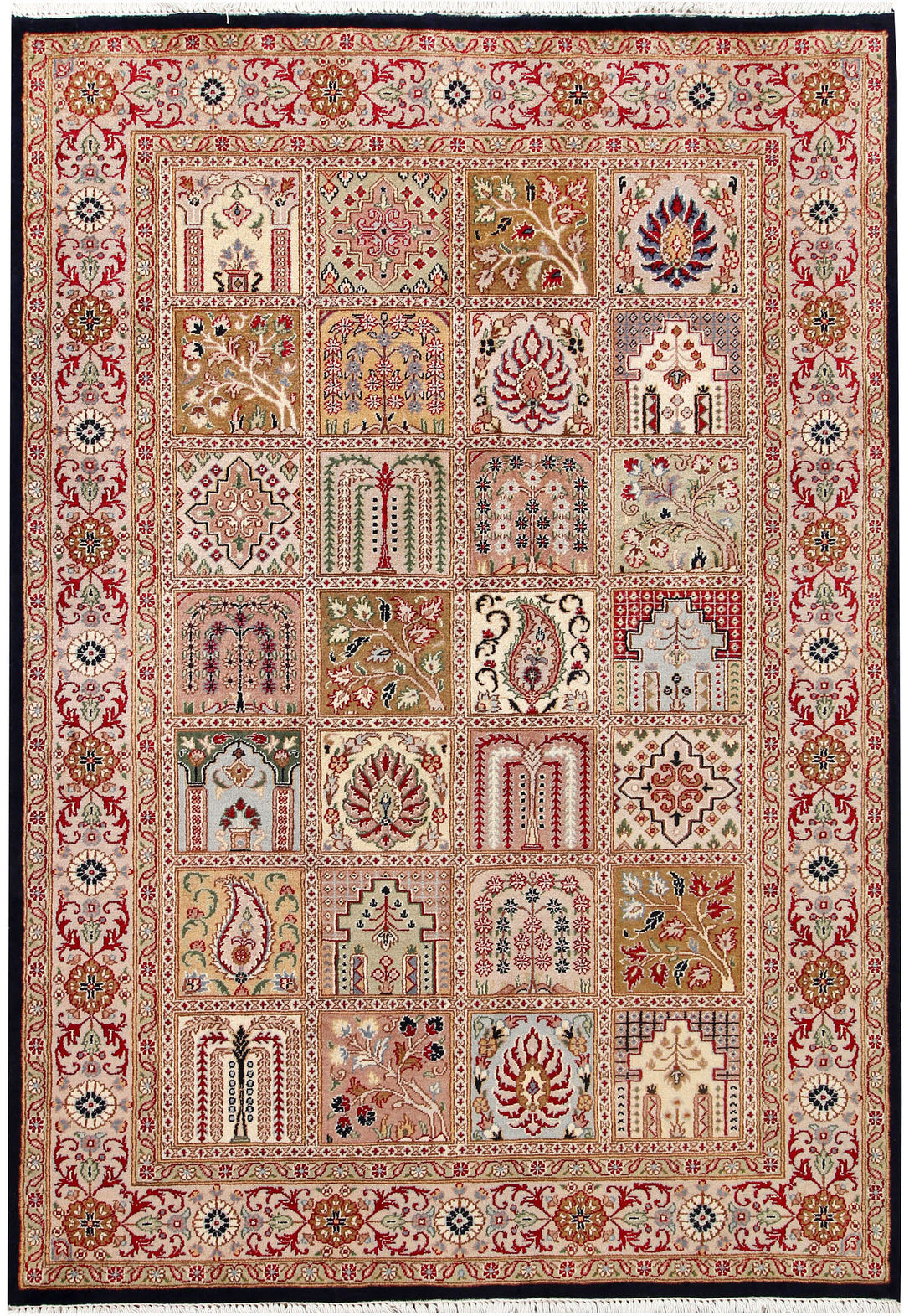 Pakistani Bakhtiar Rug 4'6" x 6'6" Hand-Knotted