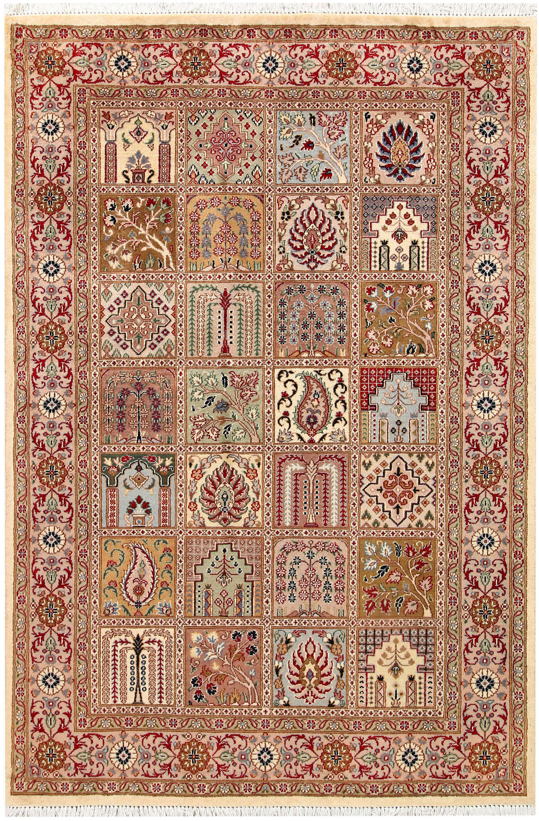 Pakistani Bakhtiar Rug 4' 6 x 6' 8 Hand-Knotted