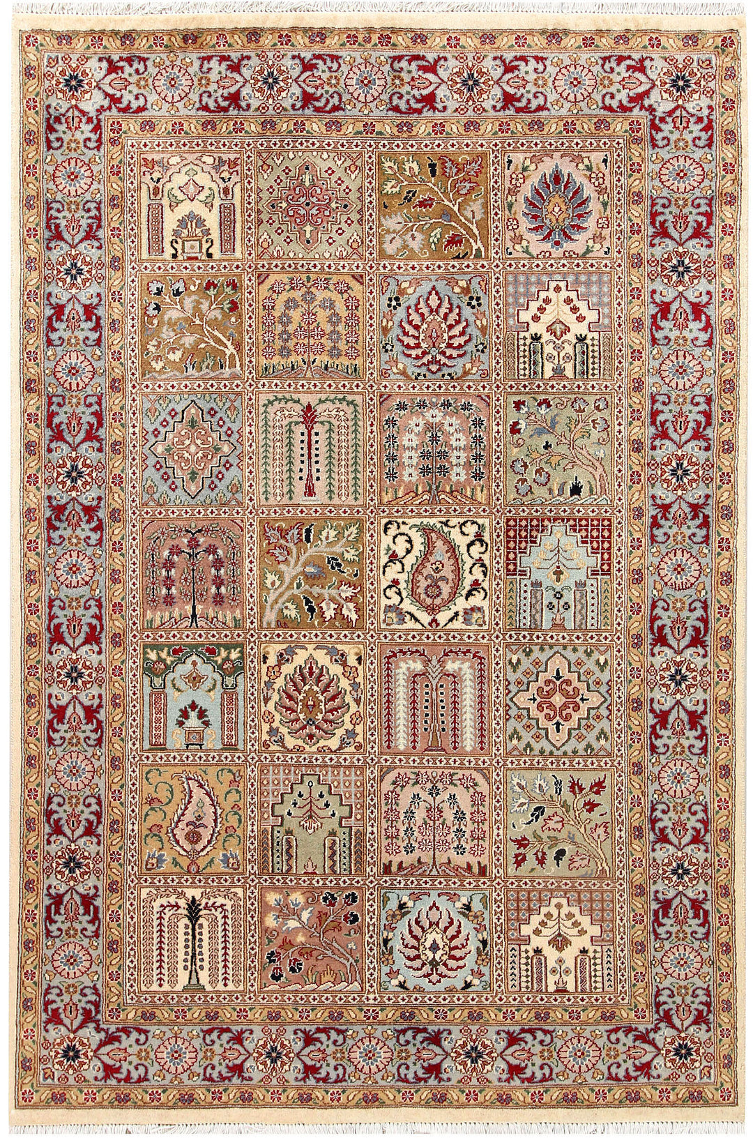 Pakistani Bakhtiar Rug 4' 4" x 6' 5" Hand-Knotted