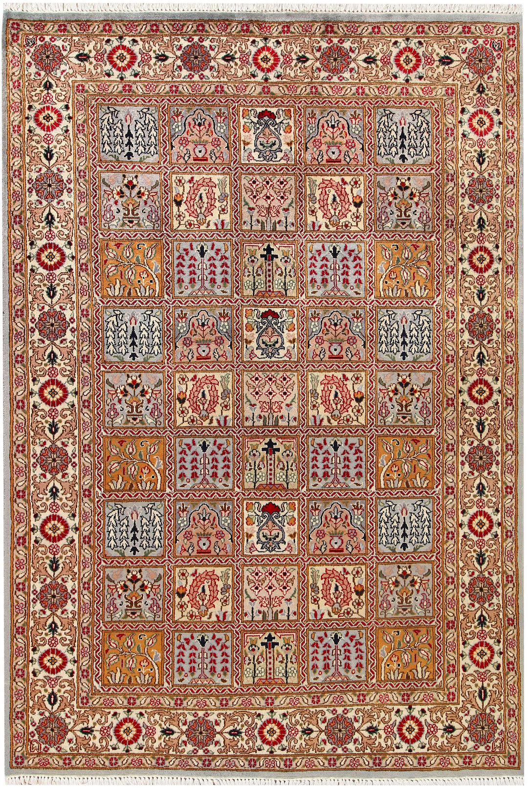 Pakistani Bakhtiar Rug 4'6" x 6'7" Hand-Knotted