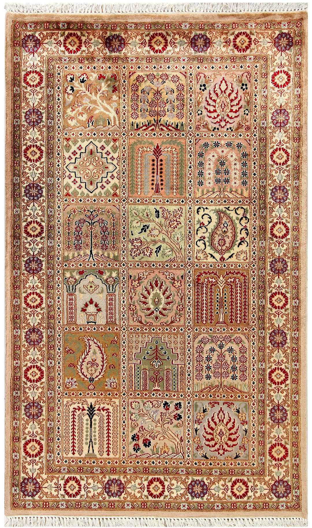 Pakistani Bakhtiar Rug 3'7" x 5'6" Hand-Knotted