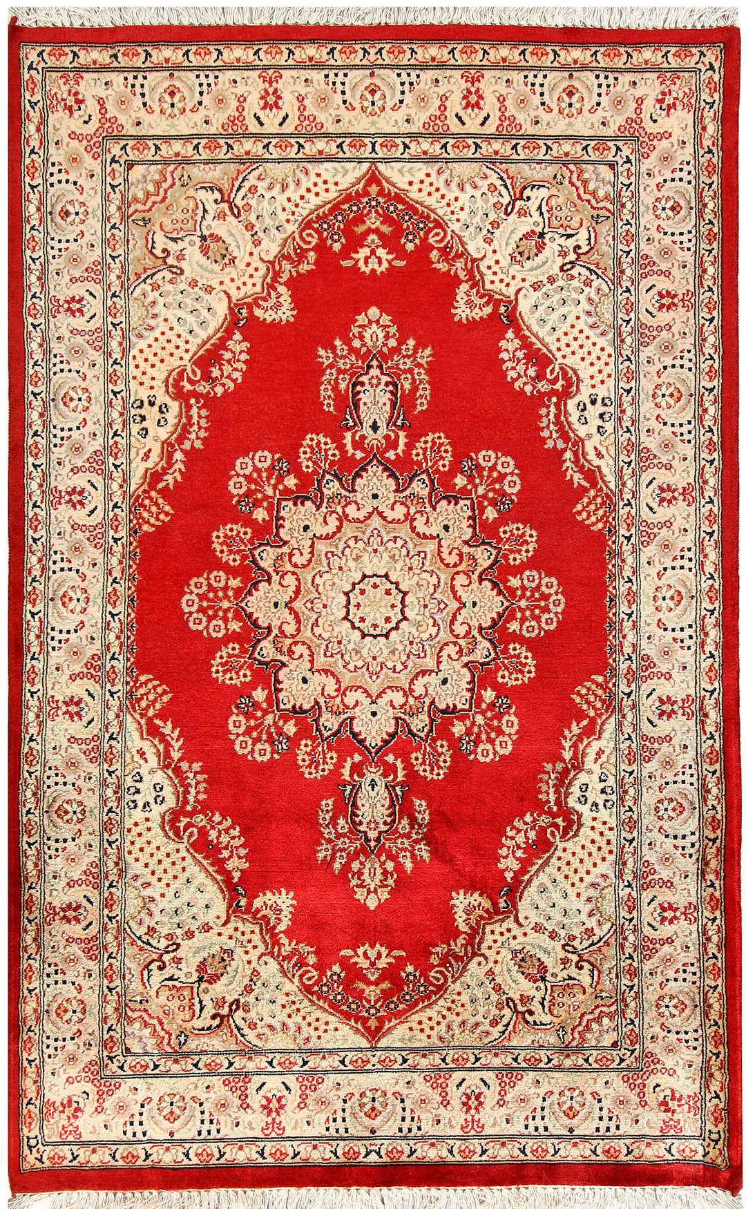 Red Isfahan Rug 3' 6" x 5' 7" Hand-Knotted
