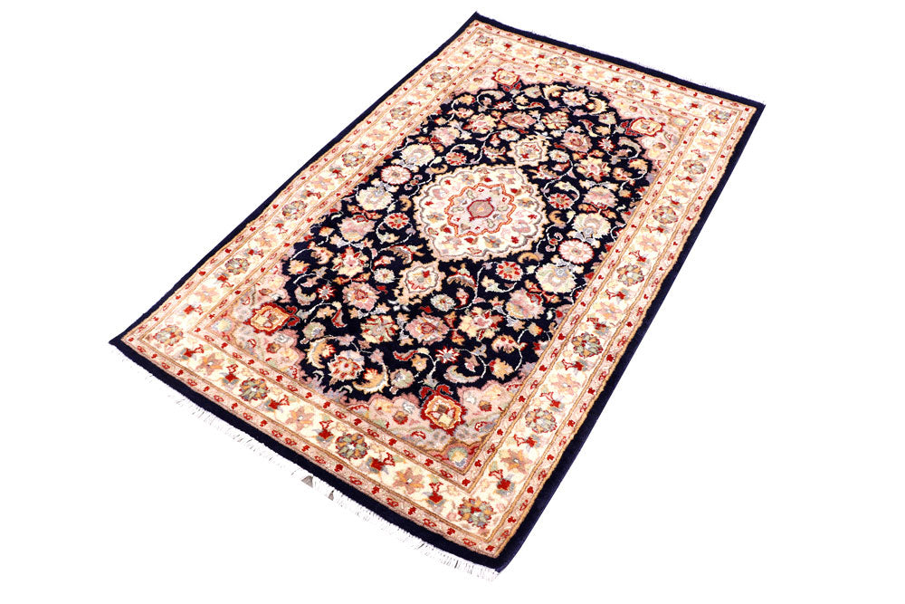 Navy Kashan 3' 2 x 5' 1 - No. 57116 - ALRUG Rug Store