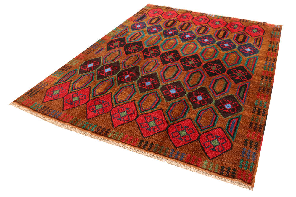 Saddle Brown Baluchi 6' x 8' - No. 57147 - ALRUG Rug Store