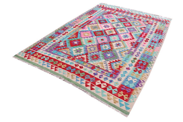 Multi Colored Kilim 5' 10 x 8' 2 - No. 57230 - ALRUG Rug Store