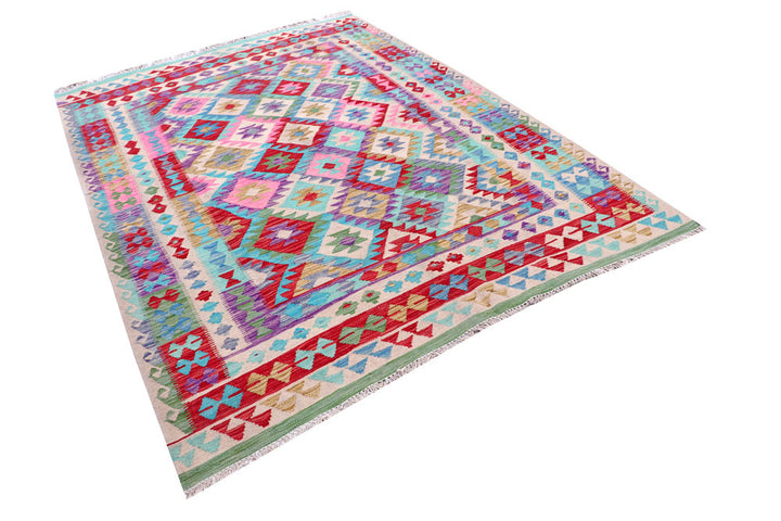 Multi Colored Kilim 5' 10 x 8' 2 - No. 57230 - ALRUG Rug Store