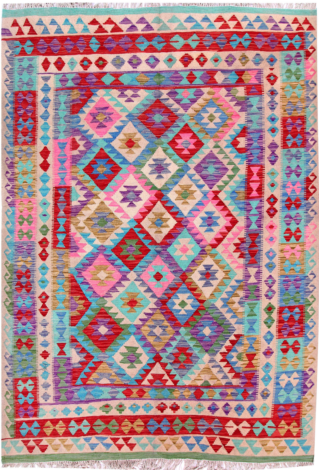 Multi Colored Kilim 5' 10 x 8' 2 - No. 57230 - ALRUG Rug Store