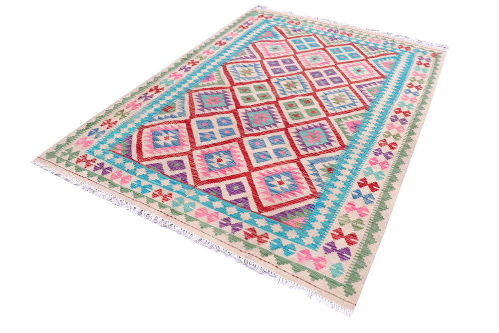 Multi Colored Kilim 5' 6 x 7' 10 - No. 57232 - ALRUG Rug Store