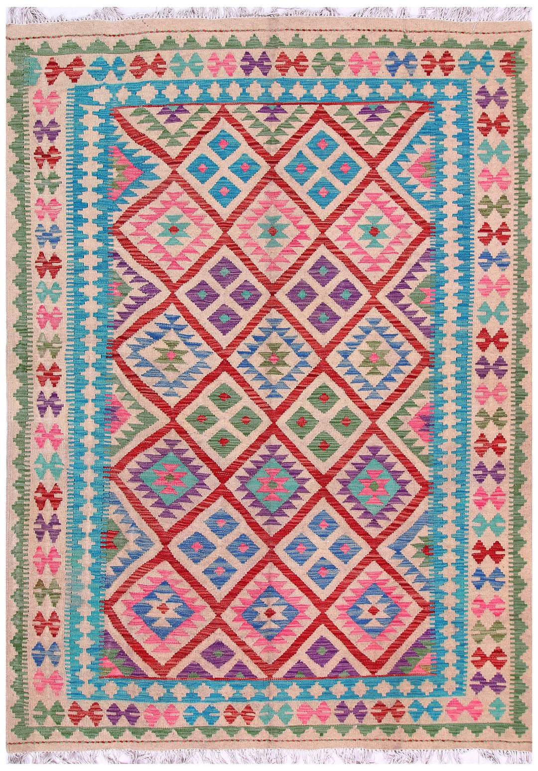 Multi Colored Kilim 5' 6 x 7' 10 - No. 57232 - ALRUG Rug Store