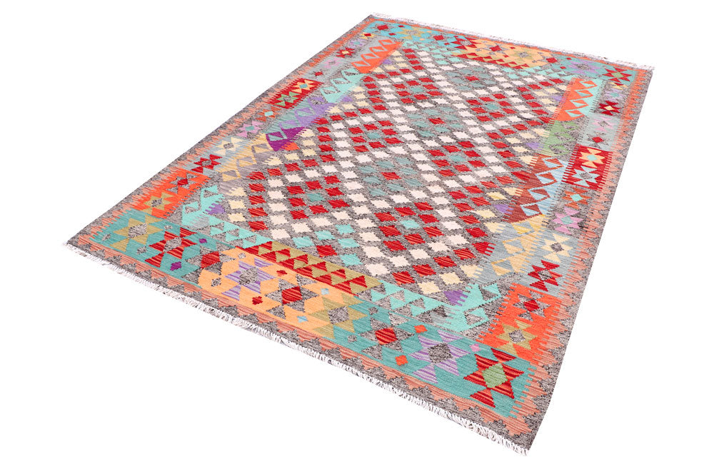 Multi Colored Kilim 5' 6 x 7' 9 - No. 57233 - ALRUG Rug Store