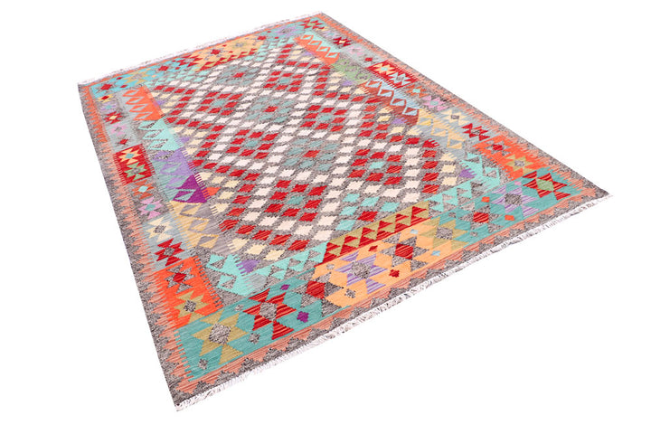 Multi Colored Kilim 5' 6 x 7' 9 - No. 57233 - ALRUG Rug Store