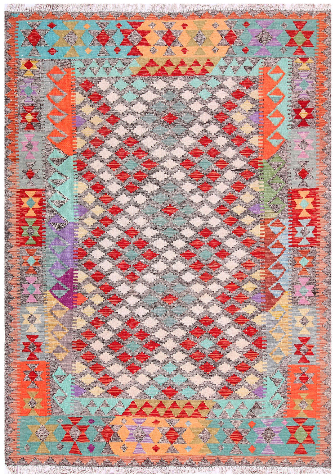 Multi Colored Kilim 5' 6 x 7' 9 - No. 57233 - ALRUG Rug Store