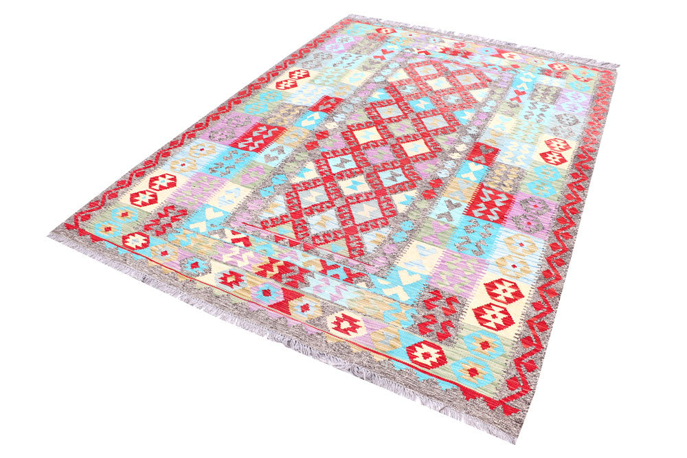 Multi Colored Kilim 5' 9 x 8' 4 - No. 57234 - ALRUG Rug Store