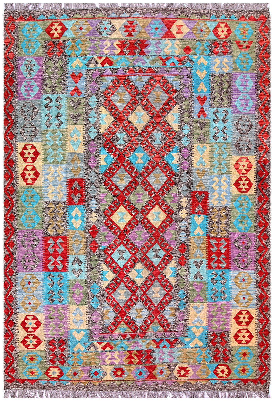 Multi Colored Kilim 5' 9 x 8' 4 - No. 57234 - ALRUG Rug Store