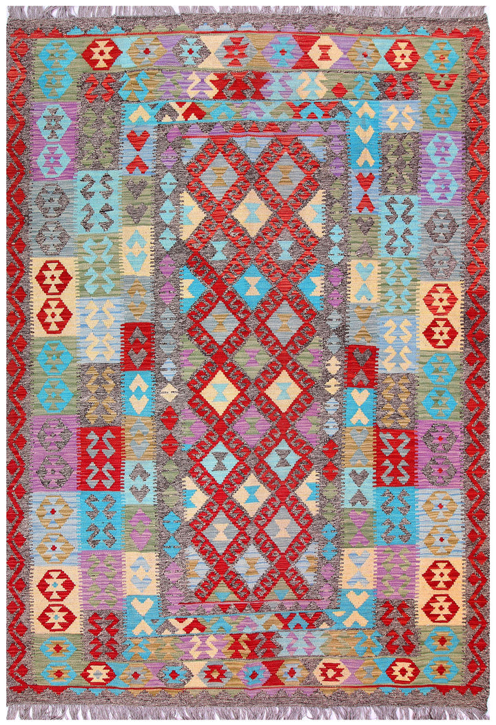 Multi Colored Kilim 5' 9 x 8' 4 - No. 57234 - ALRUG Rug Store