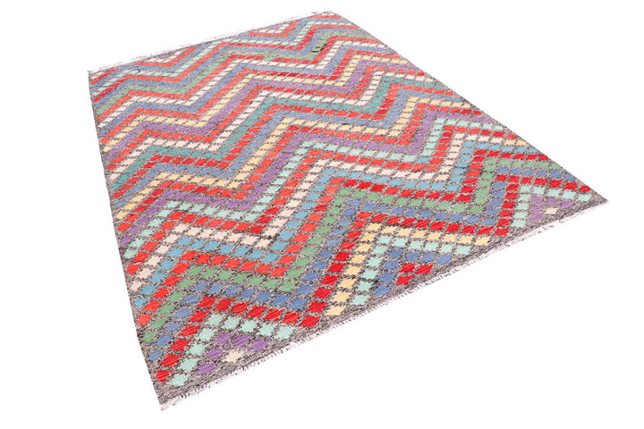 Multi Colored Kilim 5' 8 x 7' 9 - No. 57235 - ALRUG Rug Store