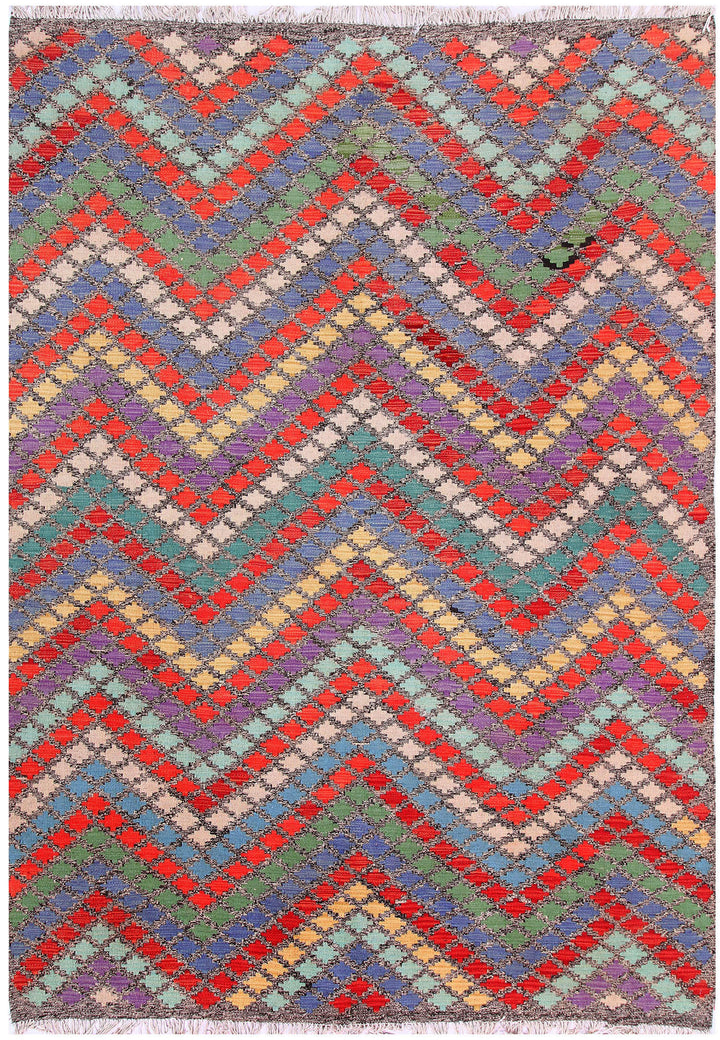 Multi Colored Kilim 5' 8 x 7' 9 - No. 57235 - ALRUG Rug Store