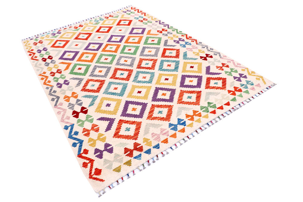 Multi Colored Kilim 5' 5 x 8' - No. 57236 - ALRUG Rug Store