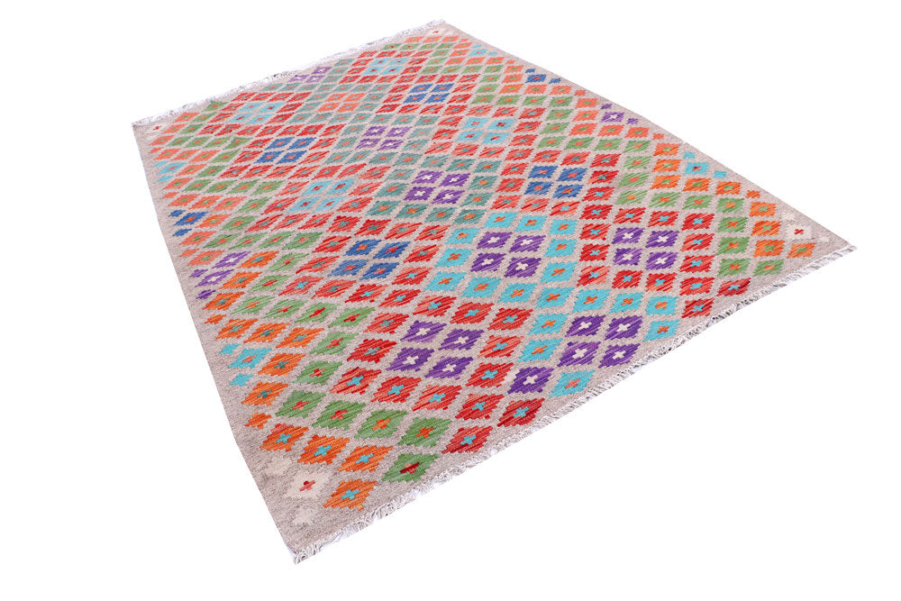 Multi Colored Kilim 5' 9 x 7' 10 - No. 57239 - ALRUG Rug Store